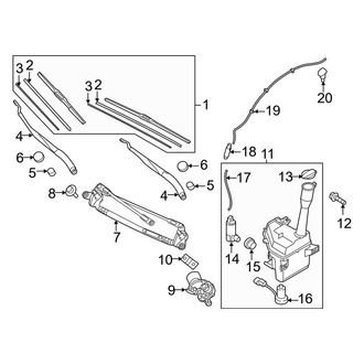 Kia OE - Windshield - Wiper & Washer Components (EX / Hybrid EX / Hybrid Premium / LX / LX 1.6T / Plug-In Hybrid EX / SX / SX Limited)