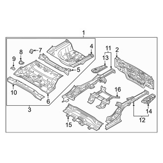 Kia OE - Rear Body & Floor - Floor & Rails (USA Built), (EX / LX / LX 1.6T / SX / SX Limited)