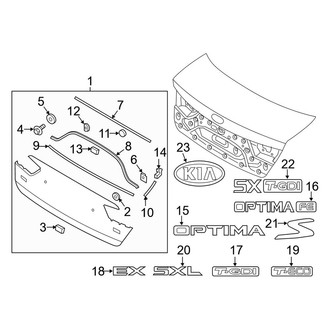 Kia OE - Trunk Lid - Exterior Trim (EX / LX / LX 1.6T / SX / SX Limited)