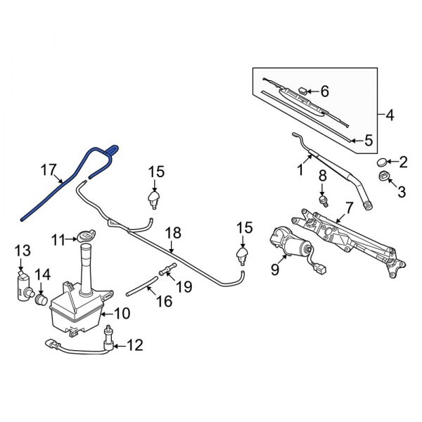 Kia OE 986603F300 Front Center Windshield Washer Hose