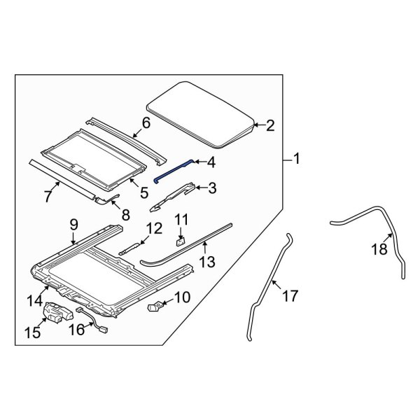 Kia OE 816562F000 Right Sunroof Cable Guide