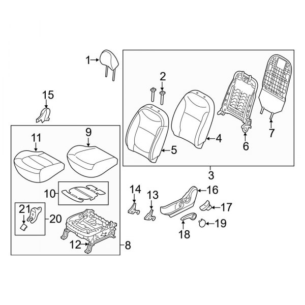 Seats & Tracks - Front Seat Components (Driver Seat, W/O Power)