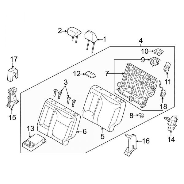 Seats & Tracks - Rear Seat Components (Driver Side Upper)