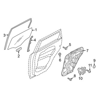 Kia OE - Rear Door - Glass & Hardware (Base / + / E)
