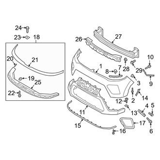 Kia OE - Front Bumper & Grille - Bumper & Components (W/O Sport Type), (EX / LX / S / X-Line)