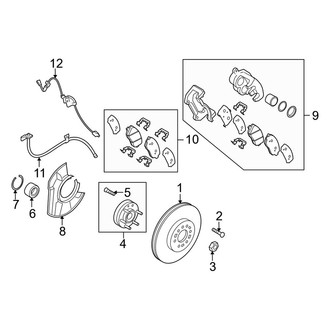Kia OE - Front Suspension - Brake Components (EX / Limited / LX 4WD)