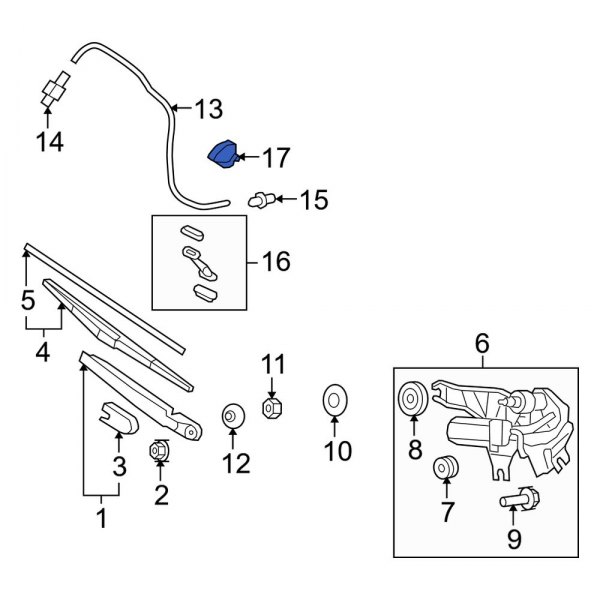 Back Glass Washer Nozzle