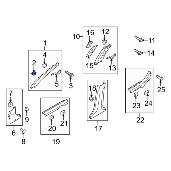 Body A-Pillar Trim Panel Clip