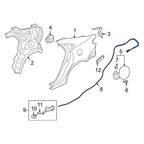 Kia OE 81590M6000 Rear Fuel Filler Door Release Cable