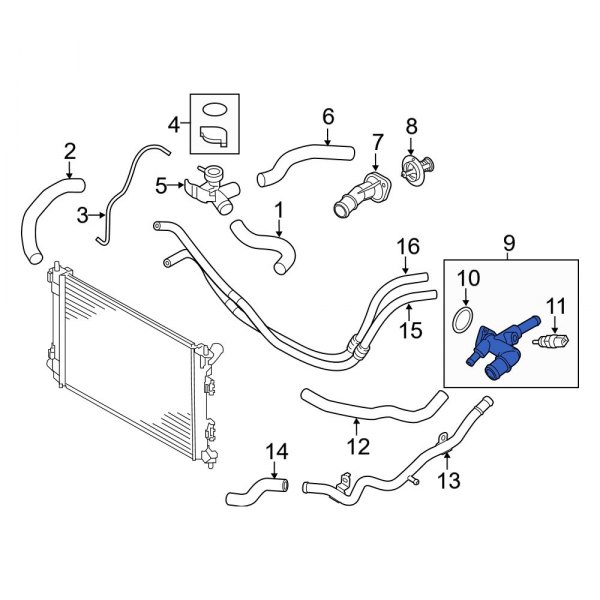 Engine Coolant Outlet Flange