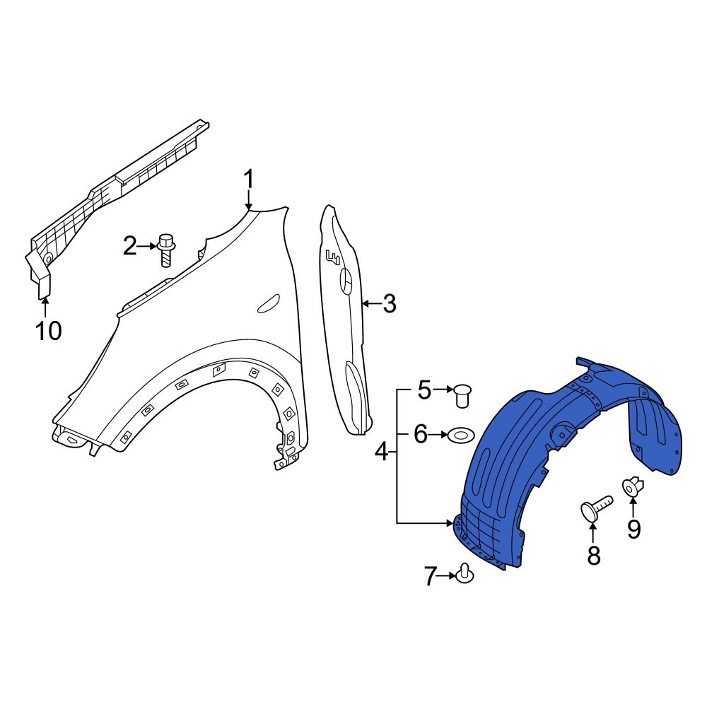 Kia OE 86811G5500 Front Left Fender Splash Shield