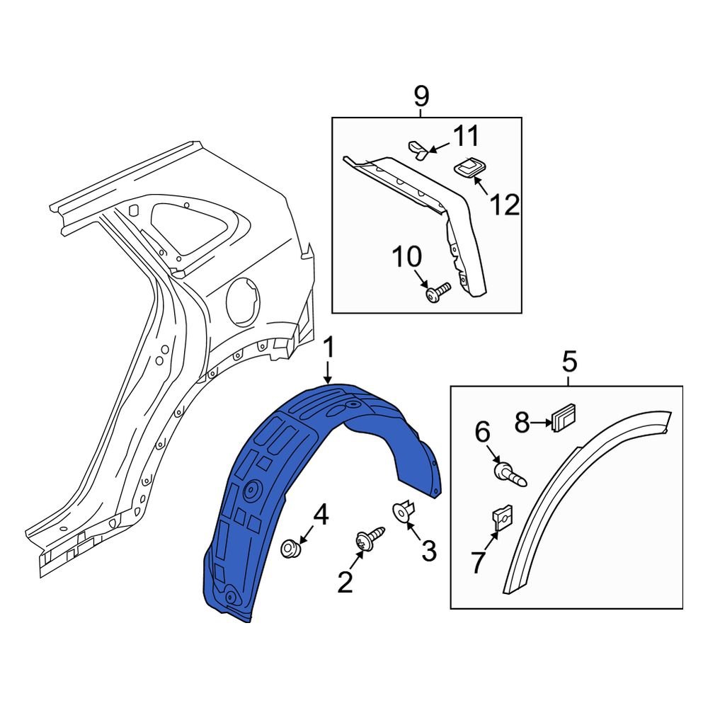 Kia OE 86821Q4000 Rear Left Quarter Panel Splash Shield