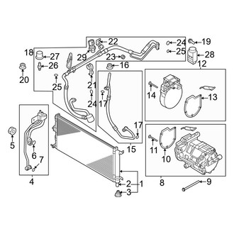 Kia OE - Air Conditioner & Heater - Condenser, Compressor & Lines (EX / EX Touring / LX / Plug-In Hybrid EX / Plug-In Hybrid SX Touring / SX / SX Touring)