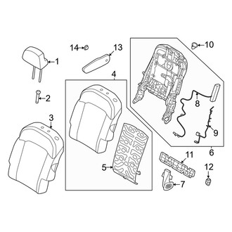 Kia OE - Seats & Tracks - Second Row Seats (Driver Side, Seat Back, Components, With Captain Chairs), (GT-Line / Land)
