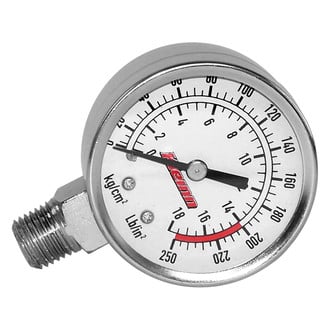 Kleinn® - Stem-Mount Chrome Plated Air Pressure Gauge, 0-250 PSI