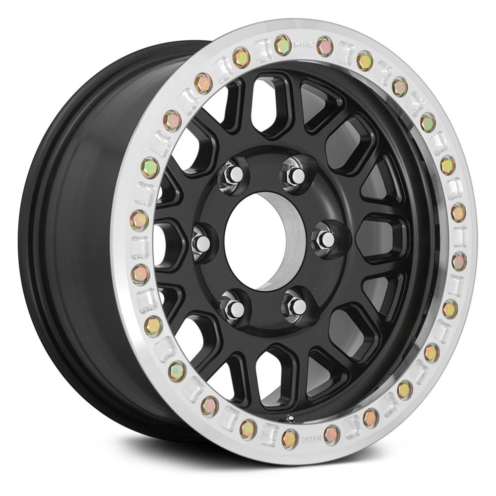 Kmc Km Grenade Desert Wheels Satin Black With Machined Beadlock Rims Km M