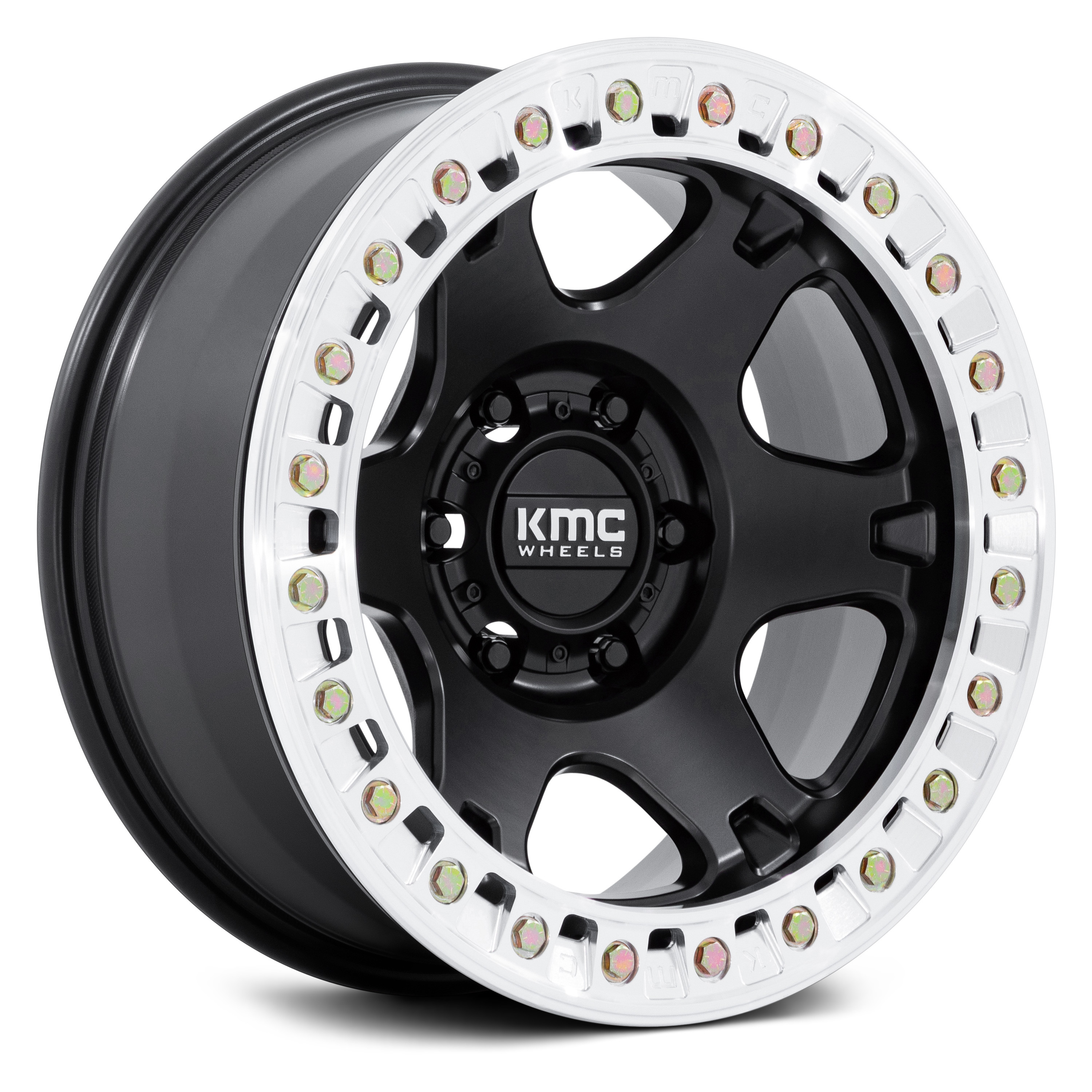 KMC® KM238 VI BEADLOCK Wheels - Satin Black with Machined Ring