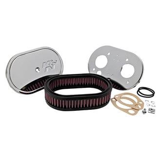 K&N® - Custom Racing Oval Red Air Cleaner Assembly for Weber Carburetor (1.625" ID)
