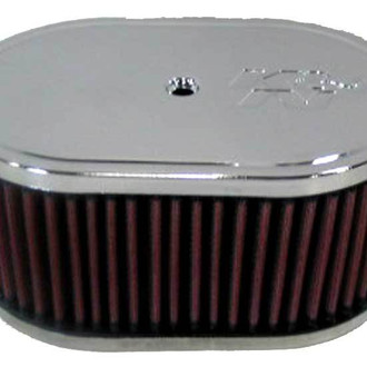 K&N® - Custom Racing Oval Red Air Cleaner Assembly for 2BBL and 4BBL Carburetors (1.97" ID)