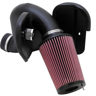 K&N® - 57 Series FIPK Generation II High-Density Polyethylene Black Cold Air Intake System with Red Filter and Intake Pipe and Heat Shield
