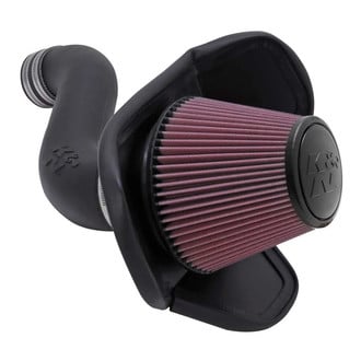 K&N® - 57 Series FIPK Generation II High-Density Polyethylene Black Cold Air Intake System with Red Filter and Intake Pipe and Heat Shield