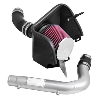 K&N® - 57 Series FIPK Generation II High-Density Polyethylene and Aluminum Black and Silver Cold Air Intake System with Red Filter and Intake Pipe and Heat Shield