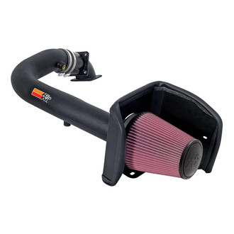 K&N® - 57 Series FIPK Generation II High-Density Polyethylene Black Cold Air Intake System with Red Filter and Intake Pipe and Heat Shield
