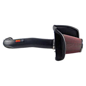 K&N® - 57 Series FIPK Generation II High-Density Polyethylene Black Cold Air Intake System with Red Filter and Intake Pipe and Heat Shield