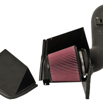 K&N® - 57 Series FIPK Generation II High-Density Polyethylene Black Cold Air Intake System with Red Filter and Intake Pipe and Heat Shield