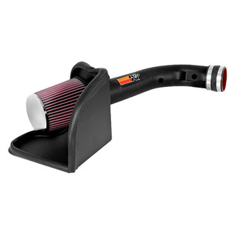 K&N® - 57 Series FIPK Generation II High-Density Polyethylene Black Cold Air Intake System with Red Filter and Intake Pipe and Heat Shield