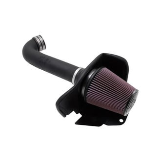 K&N® - 63 Series AirCharger® High-Density Polyethylene Black Cold Air Intake System with Red Filter