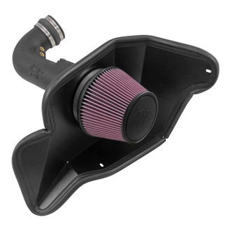 K&N® - 63 Series AirCharger® High-Density Polyethylene Black Cold Air Intake System with Red Filter