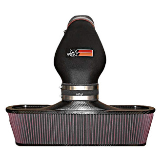 K&N® - 63 Series AirCharger® High-Density Polyethylene Black Cold Air Intake System with Red Filter