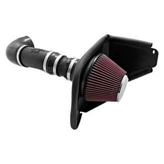 K&N® - 63 Series AirCharger® High-Density Polyethylene Black Cold Air Intake System with Red Filter