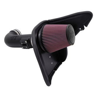 K&N® - 63 Series AirCharger® High-Density Polyethylene Black Cold Air Intake System with Red Filter