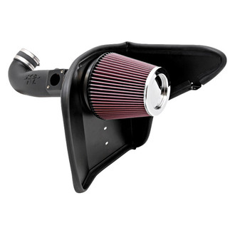 K&N® - 63 Series AirCharger® High-Density Polyethylene Black Cold Air Intake System with Red Filter