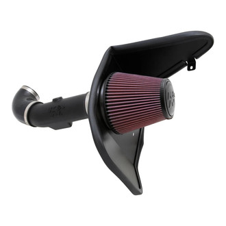 K&N® - 63 Series AirCharger® High-Density Polyethylene Black Cold Air Intake System with Red Filter