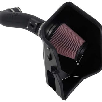 K&N® - 63 Series AirCharger® High-Density Polyethylene Black Cold Air Intake System with Red Filter