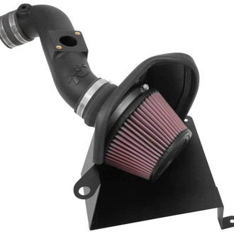 K&N® - 63 Series AirCharger® High-Density Polyethylene Black Cold Air Intake System with Red Filter