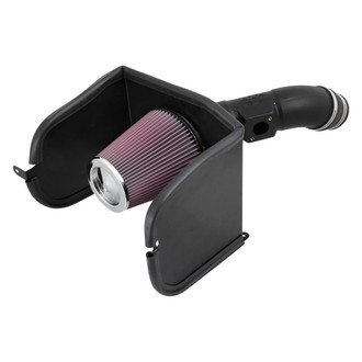 K&N® - 63 Series AirCharger® High-Density Polyethylene Black Cold Air Intake System with Red Filter
