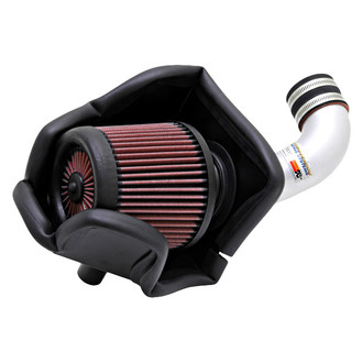 K&N® - 69 Series Typhoon® Aluminum Silver Cold Air Intake System with Red Filter