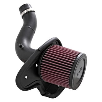K&N® - 69 Series Typhoon® Aluminum Textured Black Cold Air Intake System with Red Filter