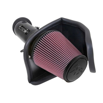 K&N® - 69 Series Typhoon® Aluminum Textured Black Cold Air Intake System with Red Filter