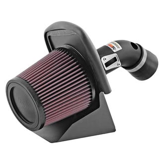 K&N® - 69 Series Typhoon® Aluminum Textured Black Cold Air Intake System with Red Filter