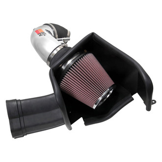 K&N® - 69 Series Typhoon Aluminum Silver Cold Air Intake System with Red Filter