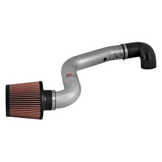 K&N® - 69 Series Typhoon® Aluminum Silver Short Ram Air Intake System with Red Filter