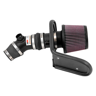 K&N® - 69 Series Typhoon® Aluminum Textured Black Cold Air Intake System with Red Filter