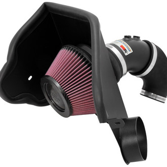 K&N® - 69 Series Typhoon® Aluminum Textured Black Cold Air Intake System with Red Filter