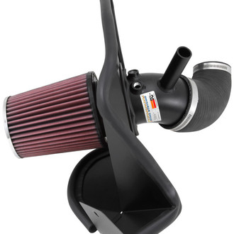 K&N® - 69 Series Typhoon® Aluminum Black Cold Air Intake System with Red Filter