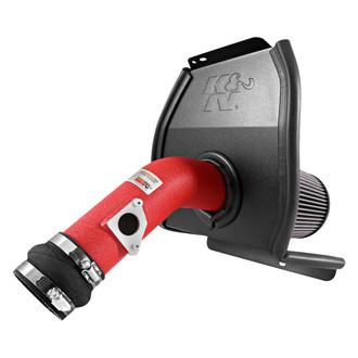 K&N® - 69 Series Typhoon® Aluminum Wrinkle Red Cold Air Intake System with Red Filter